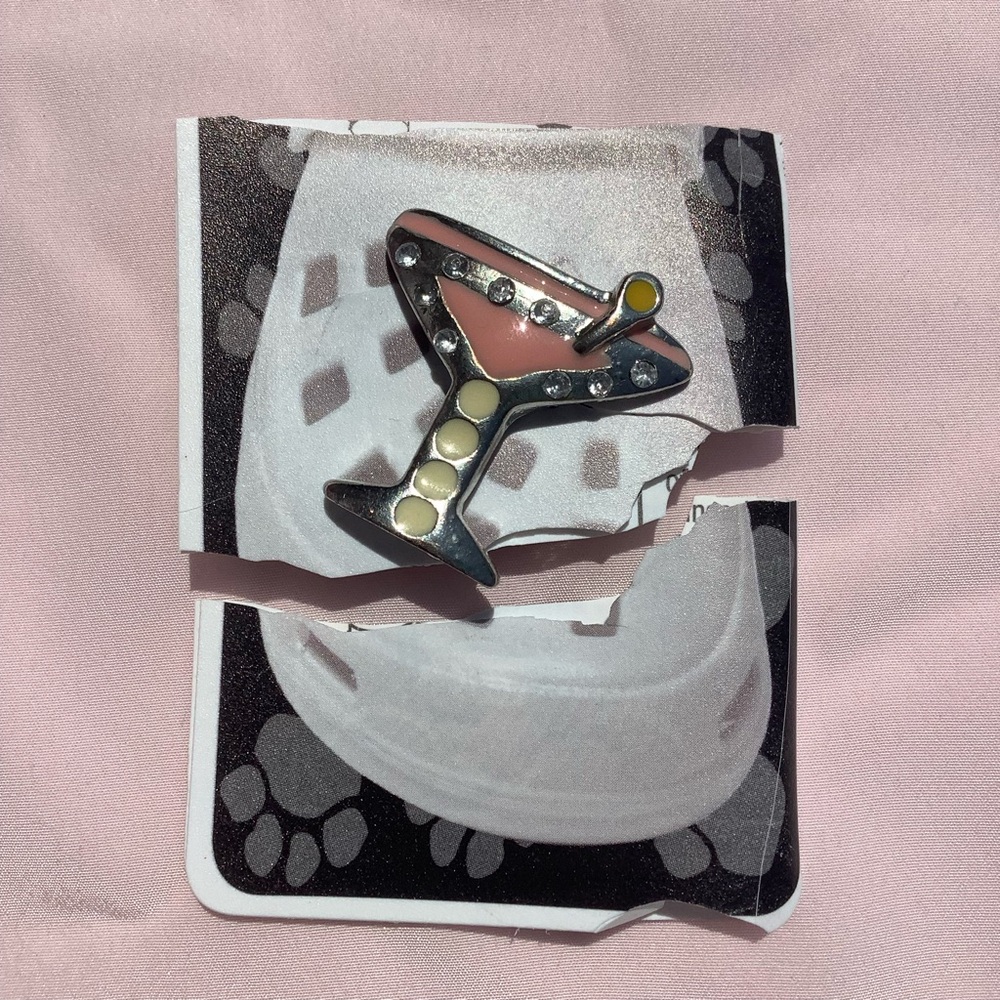 Dawgs Tags Peach Pink Martini with Diamond Crystals